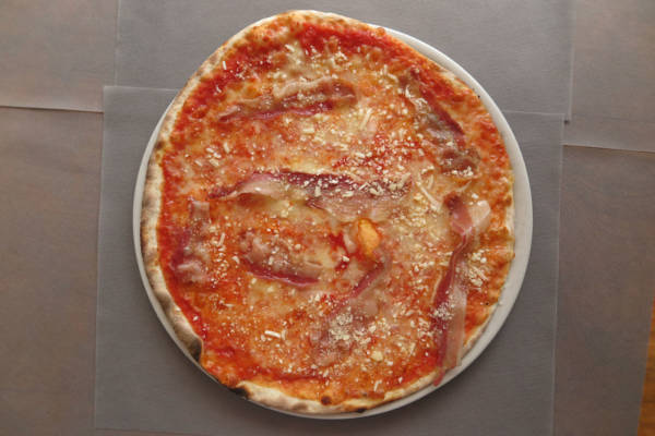 tomato ,mozzarella, pecorino cheese and bacon