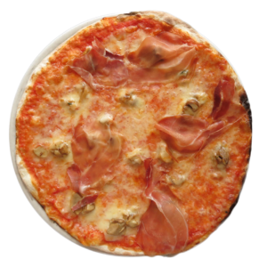 tomato, mozzarella, parma ham, porcini mushroom