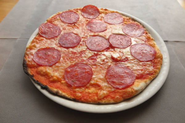 tomato, mozzarella, spicy salami