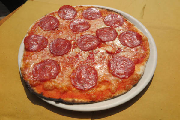 tomato, mozzarella, spicy salami