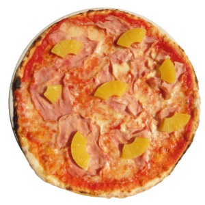 tomato, mozzarella, ham, pineapple