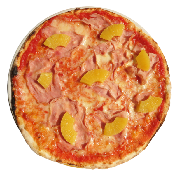 tomato, mozzarella, ham, pineapple