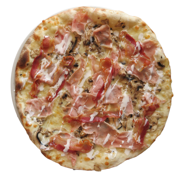 Double cream, ham,cheese, bacon, mushrooms