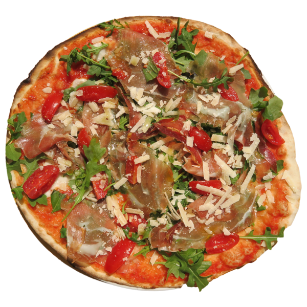 tomato, buffalo mozzarella, cherry tomatoes, rocket,parma ham, parmesan cheese