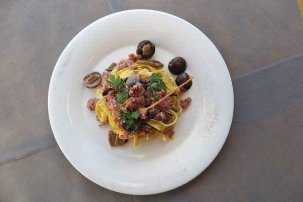 Handmade Tagliatelle with Mushroom and Italian Sausage